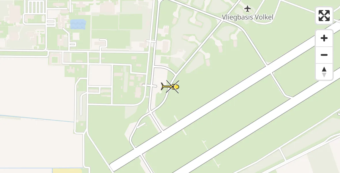 Routekaart van de vlucht: Politiehelikopter naar Vliegbasis Volkel