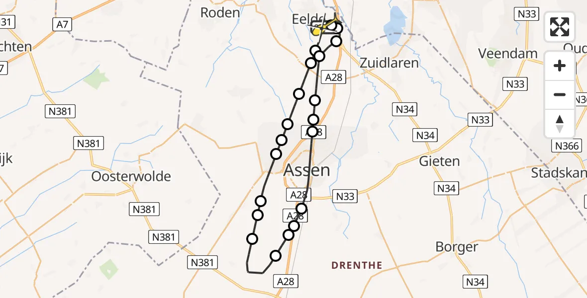 Routekaart van de vlucht: Lifeliner 4 naar Groningen Airport Eelde, Moespot