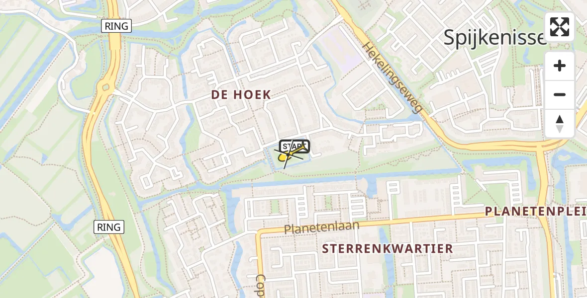 Routekaart van de vlucht: Lifeliner 1 naar Spijkenisse, Valkhoek