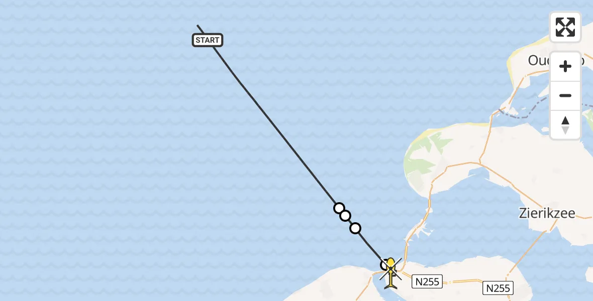 Routekaart van de vlucht: Kustwachthelikopter naar Kamperland, Schotsman