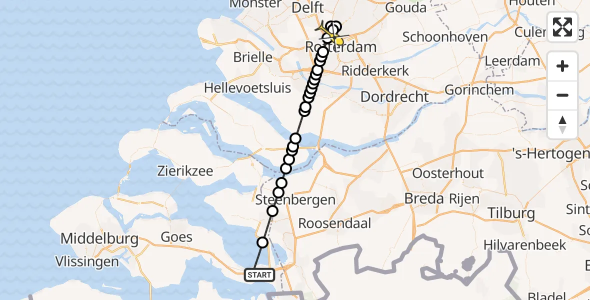 Routekaart van de vlucht: Lifeliner 2 naar Rotterdam The Hague Airport, Kapucijnenweg