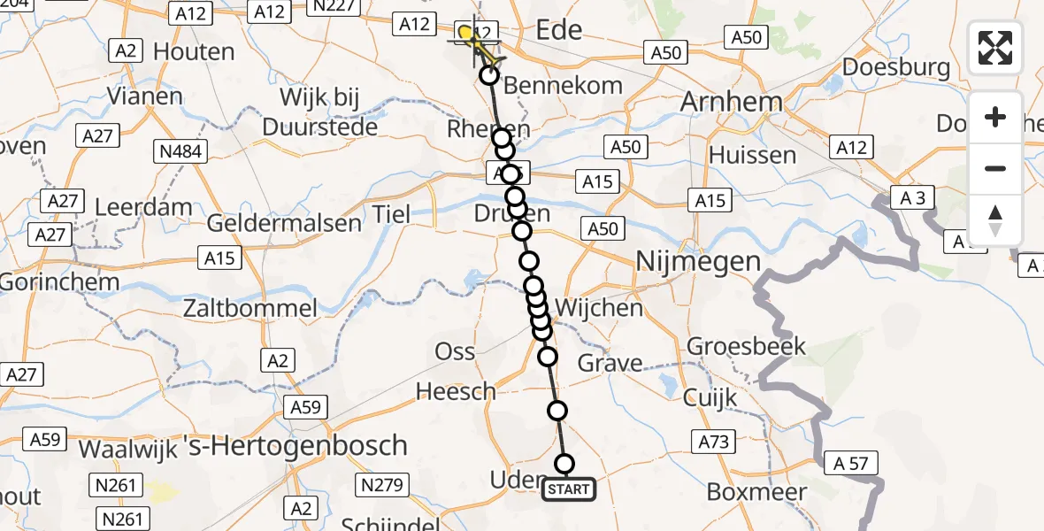 Routekaart van de vlucht: Lifeliner 3 naar Veenendaal, Zeelandsedijk