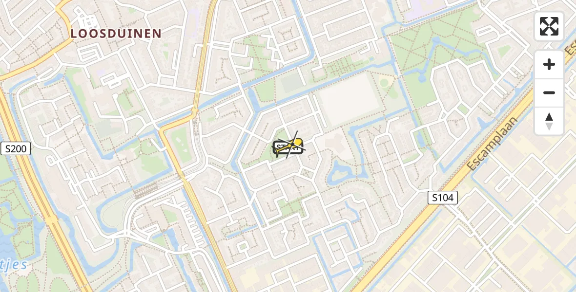 Routekaart van de vlucht: Lifeliner 2 naar Den Haag, A. Kortekaasstraat