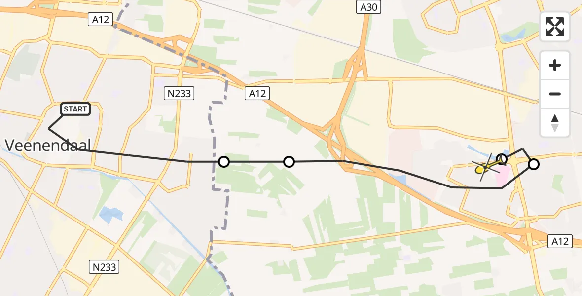 Routekaart van de vlucht: Lifeliner 3 naar Lukkien Heliport, Zuiderkruis