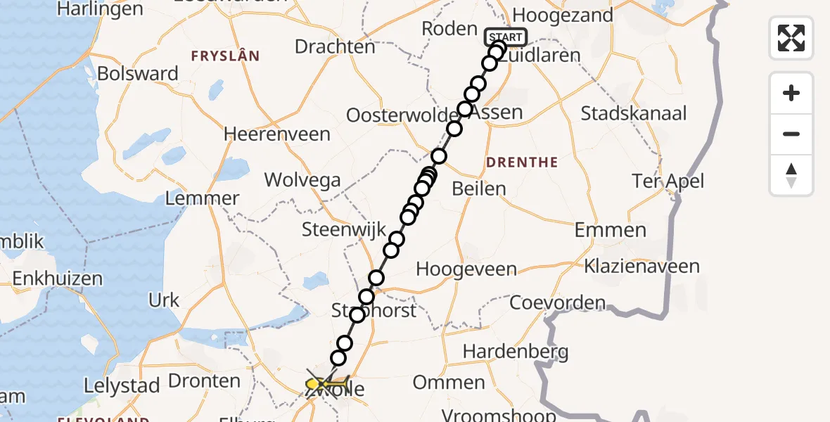 Routekaart van de vlucht: Lifeliner 4 naar Zwolle, Vissersweg