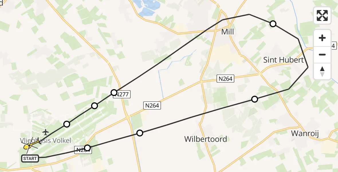 Routekaart van de vlucht: Lifeliner 3 naar Vliegbasis Volkel, Zeelandsedijk