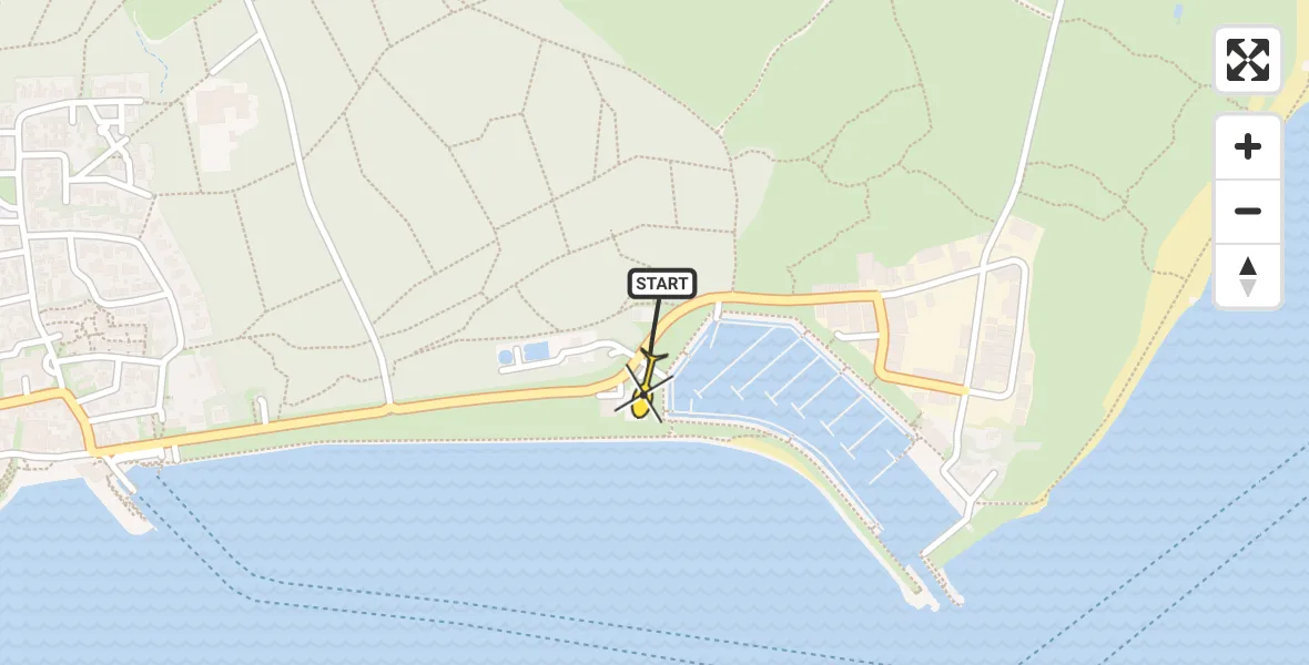 Routekaart van de vlucht: Ambulanceheli naar Vlieland Heliport, Havenweg