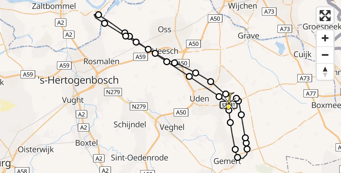 Routekaart van de vlucht: Lifeliner 3 naar Vliegbasis Volkel, Vogelstraat