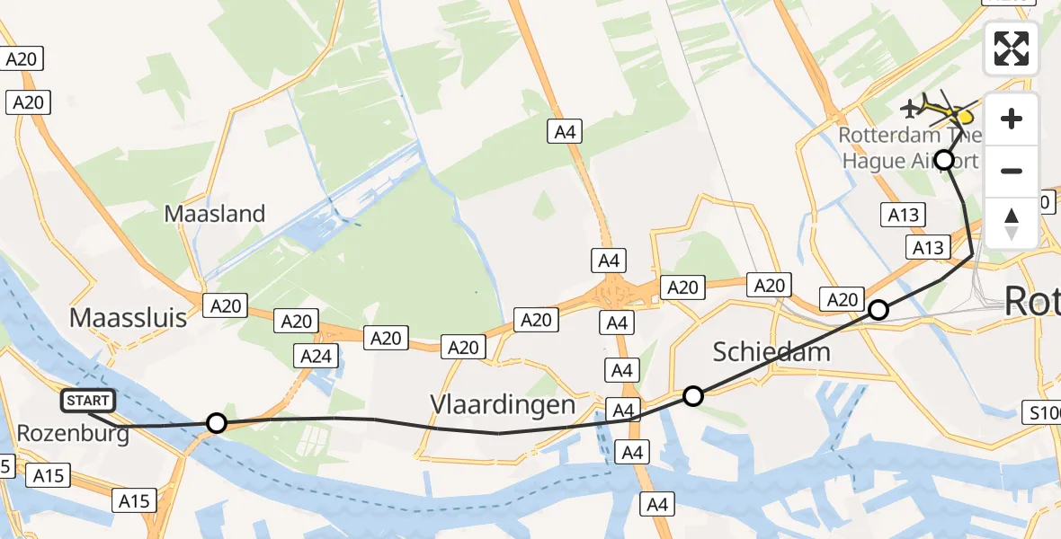 Routekaart van de vlucht: Lifeliner 2 naar Rotterdam The Hague Airport, Boulevard