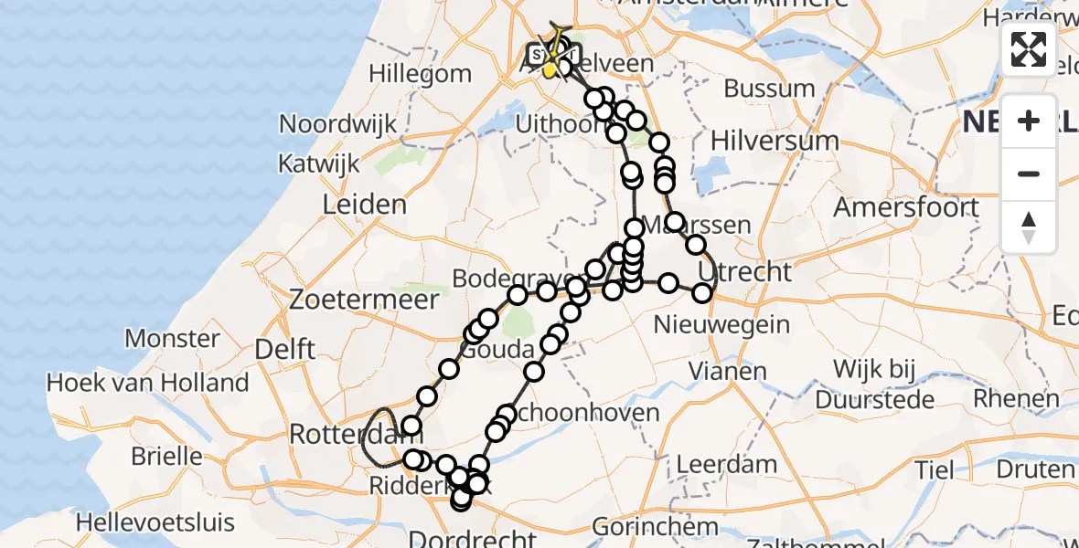Routekaart van de vlucht: Politieheli naar Schiphol, Halim P.K. straat