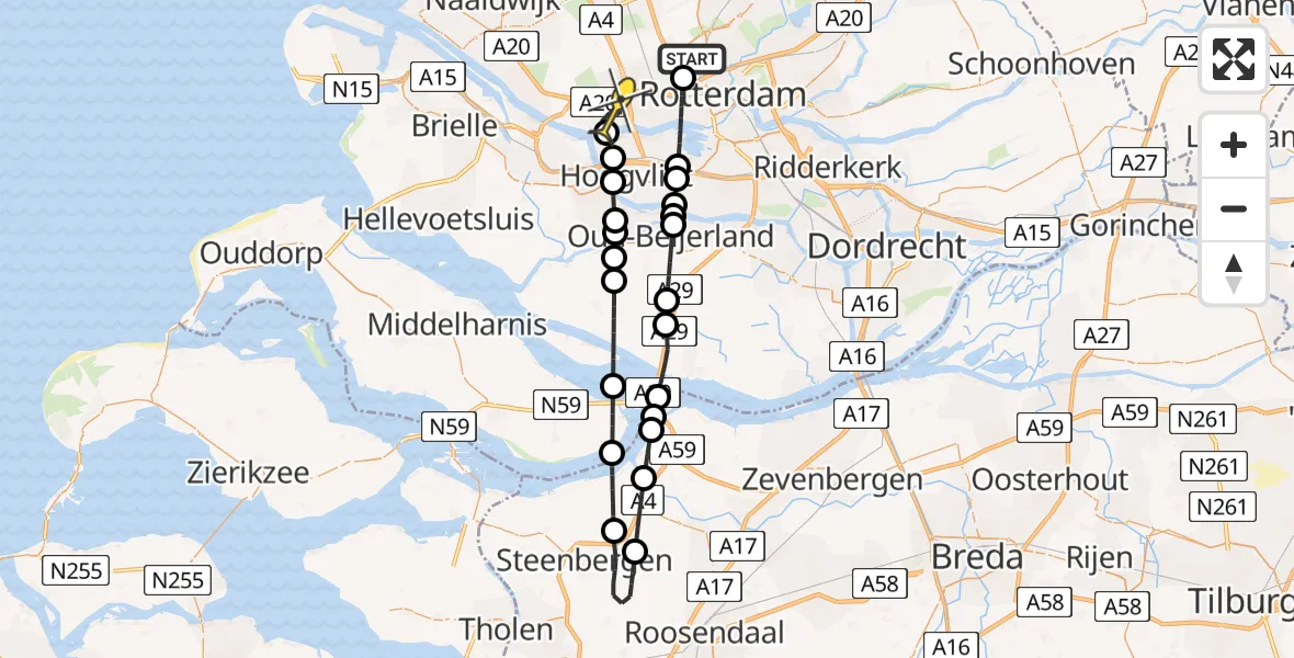 Routekaart van de vlucht: Lifeliner 2 naar Vlaardingen, Landzichtstraat