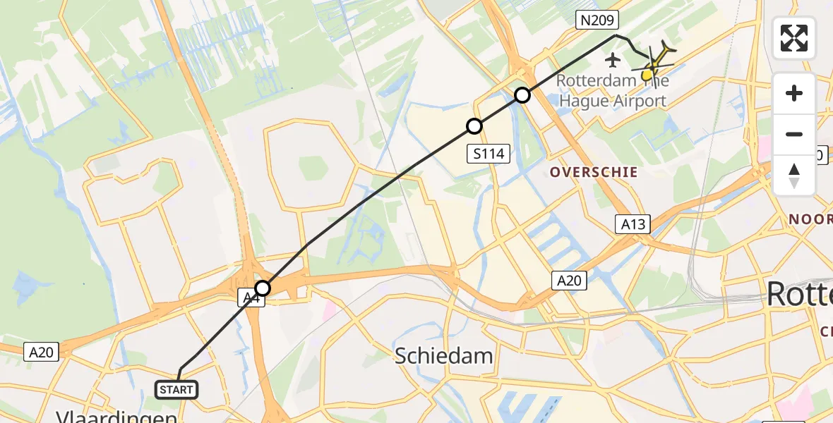 Routekaart van de vlucht: Lifeliner 2 naar Rotterdam The Hague Airport, Lavendelstraat