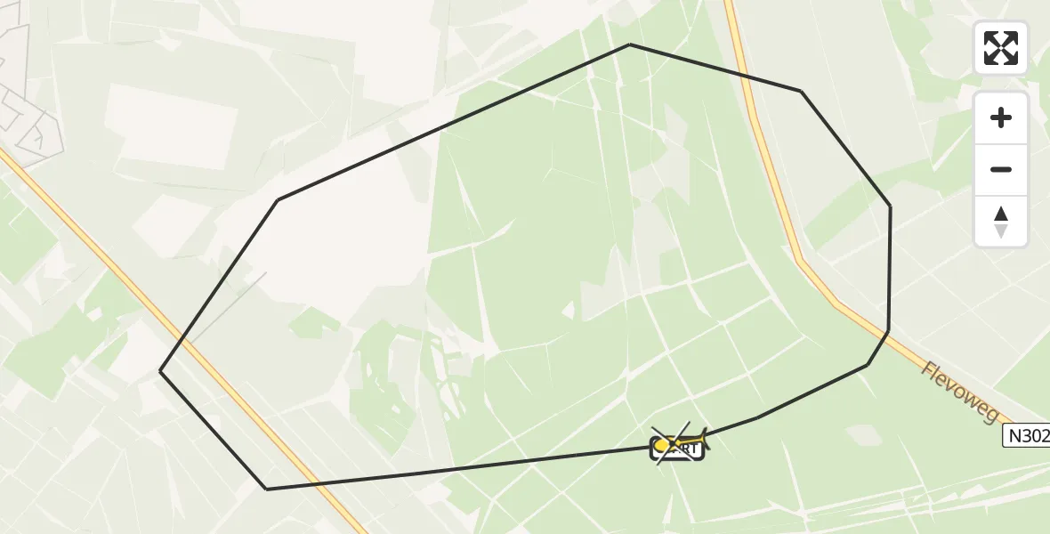 Routekaart van de vlucht: Politieheli naar Ermelo, Postweg