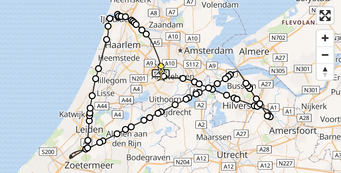 Routekaart van de vlucht: Politiehelikopter naar Schiphol, Brugstraat