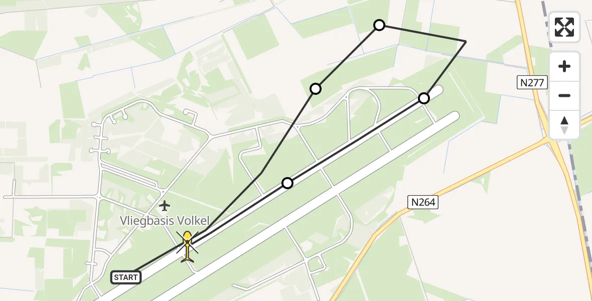 Routekaart van de vlucht: Lifeliner 3 naar Vliegbasis Volkel, Zeelandsedijk