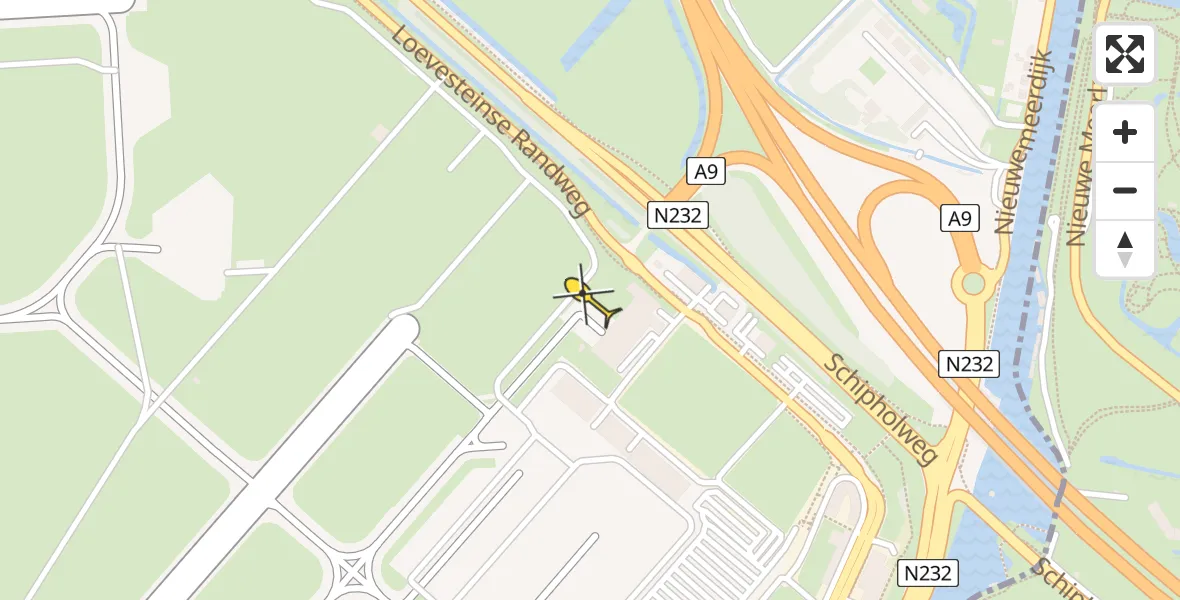 Routekaart van de vlucht: Politieheli naar Schiphol