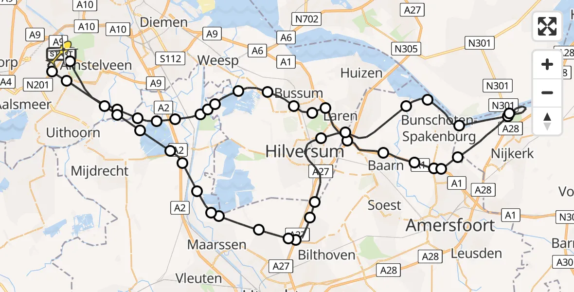 Routekaart van de vlucht: Politieheli naar Schiphol, Schipholweg