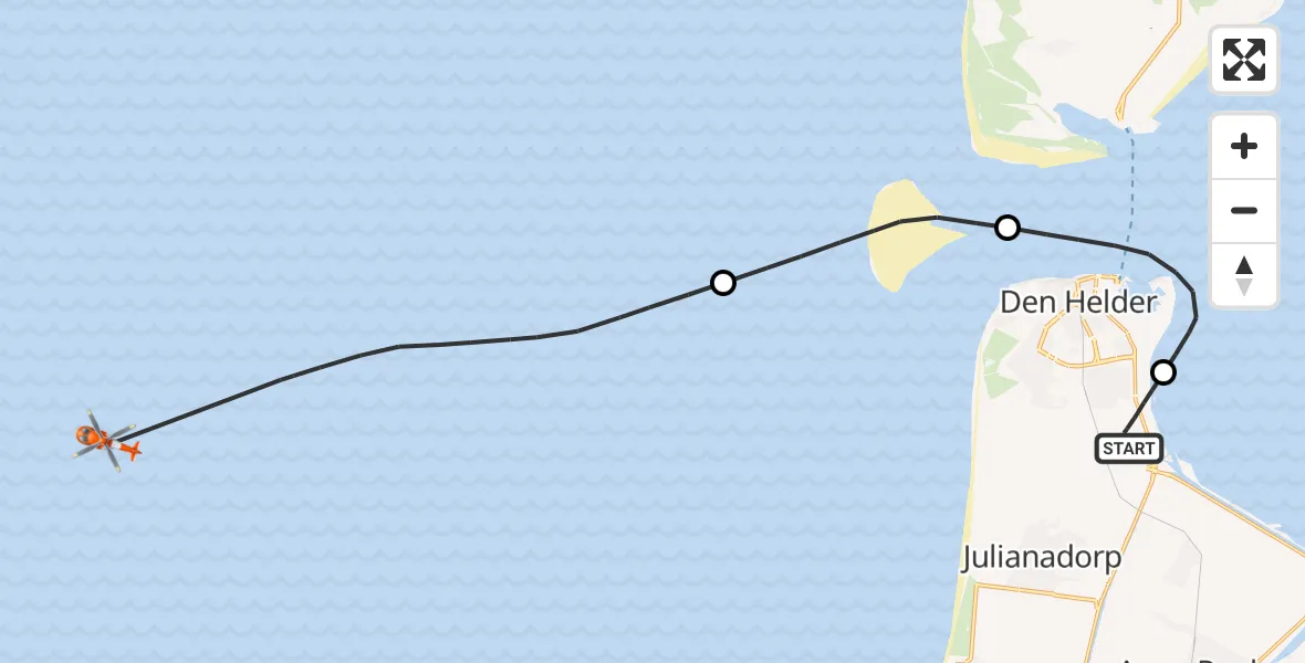 Vluchtroute Kustwachthelikopter Vliegveld De Kooy - , 25 november 2025, 09:29