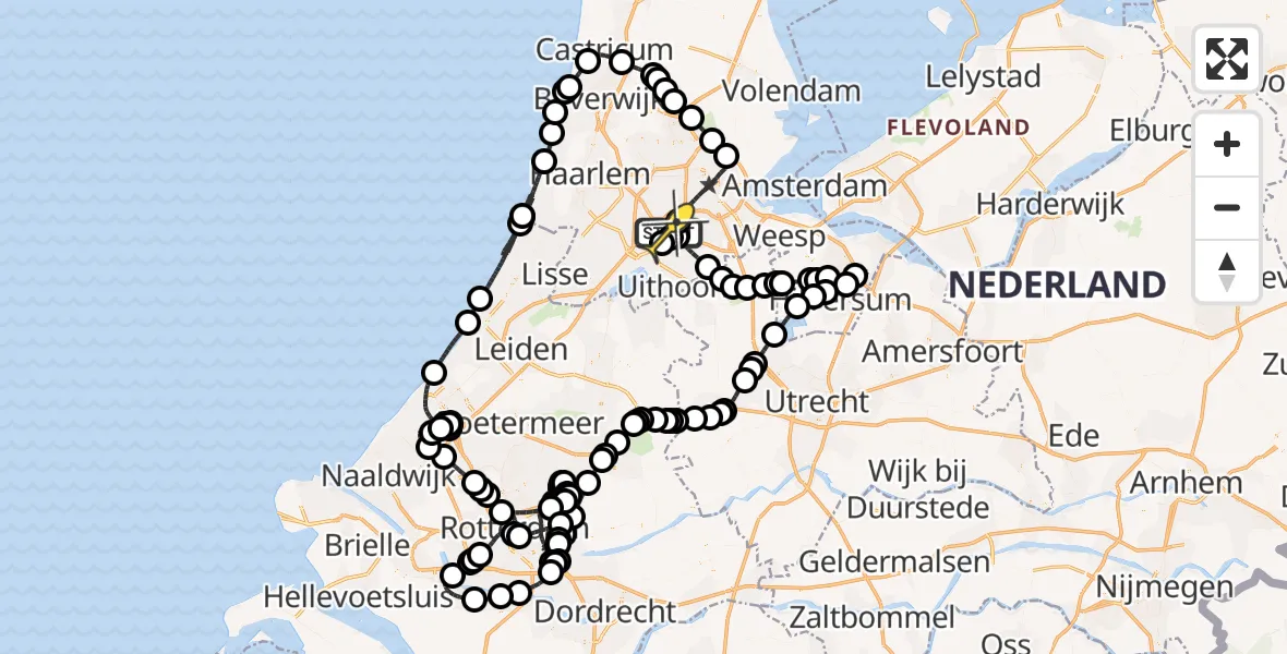 Routekaart van de vlucht: Politieheli naar Schiphol, Kraayveldstraat