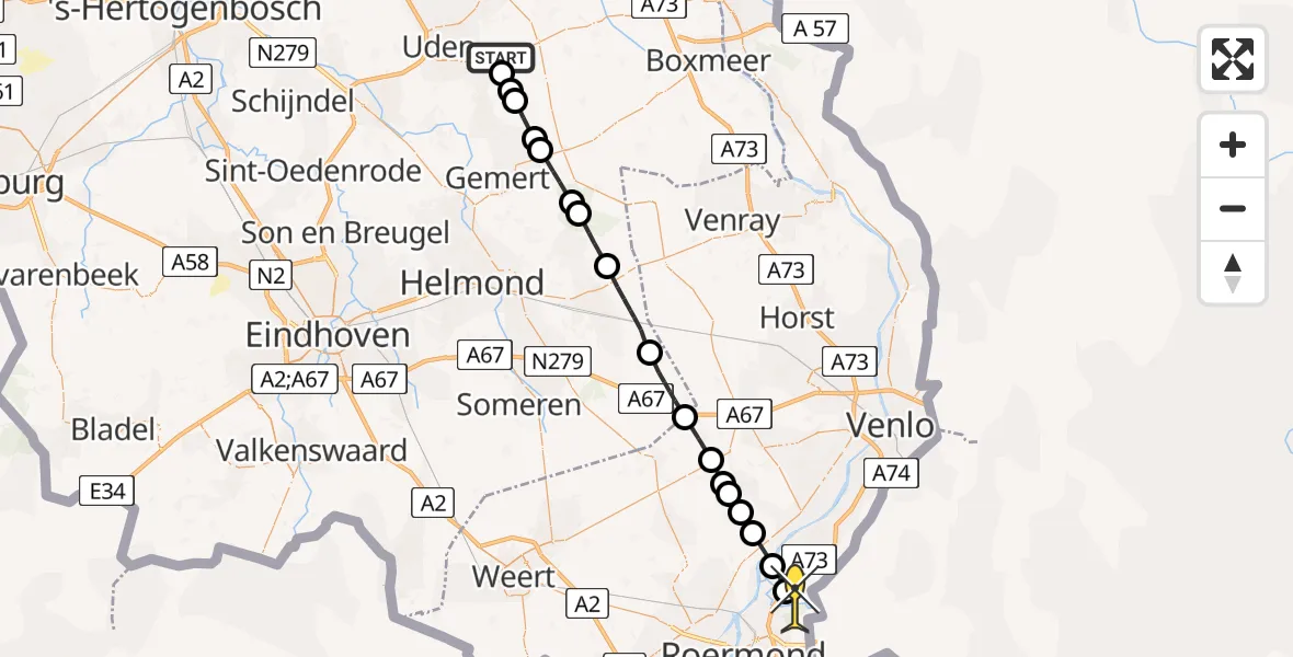 Routekaart van de vlucht: Lifeliner 3 naar Swalmen, Rouwstraat