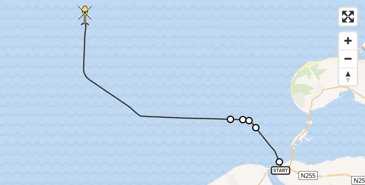 Routekaart van de vlucht: Kustwachthelikopter naar Banjaardweg