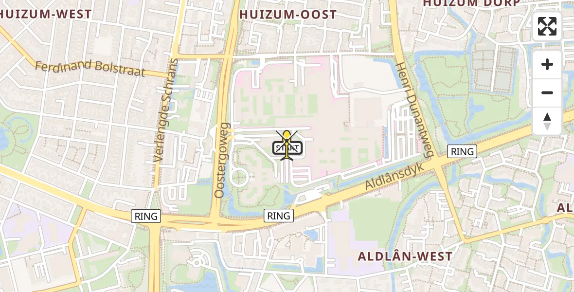 Routekaart van de vlucht: Ambulancehelikopter naar Leeuwarden, Aldlânsdyk