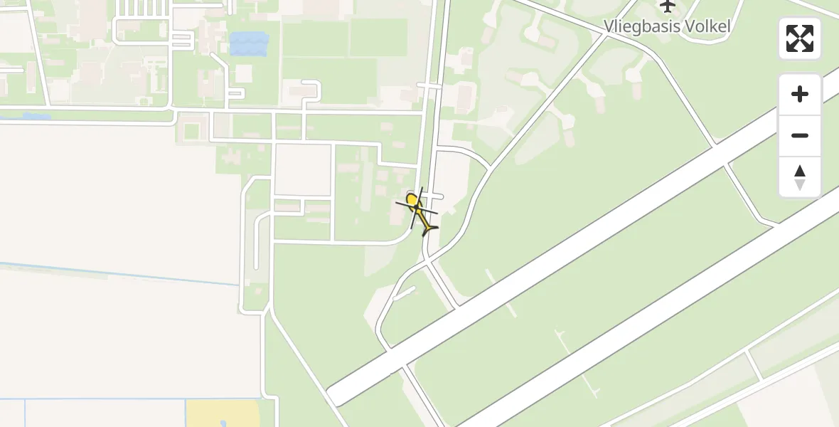 Routekaart van de vlucht: Politieheli naar Vliegbasis Volkel