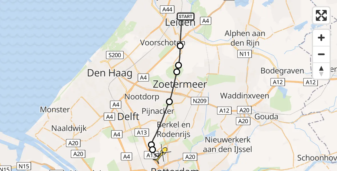 Routekaart van de vlucht: Lifeliner 2 naar Rotterdam The Hague Airport, Van der Paauwkade