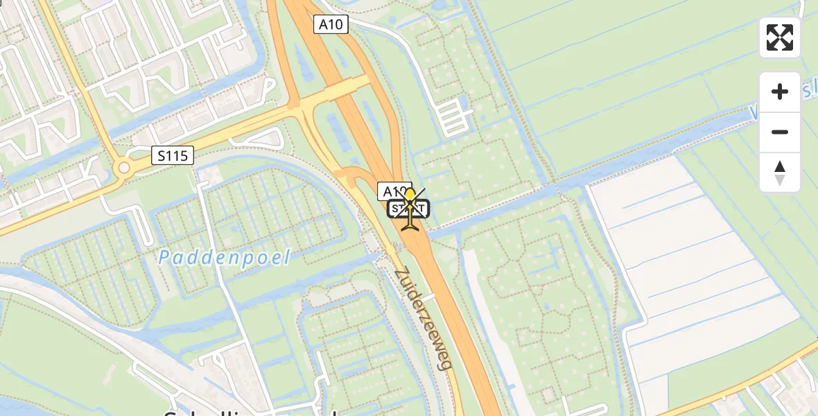 Routekaart van de vlucht: Lifeliner 1 naar Amsterdam, Ringweg-Noord