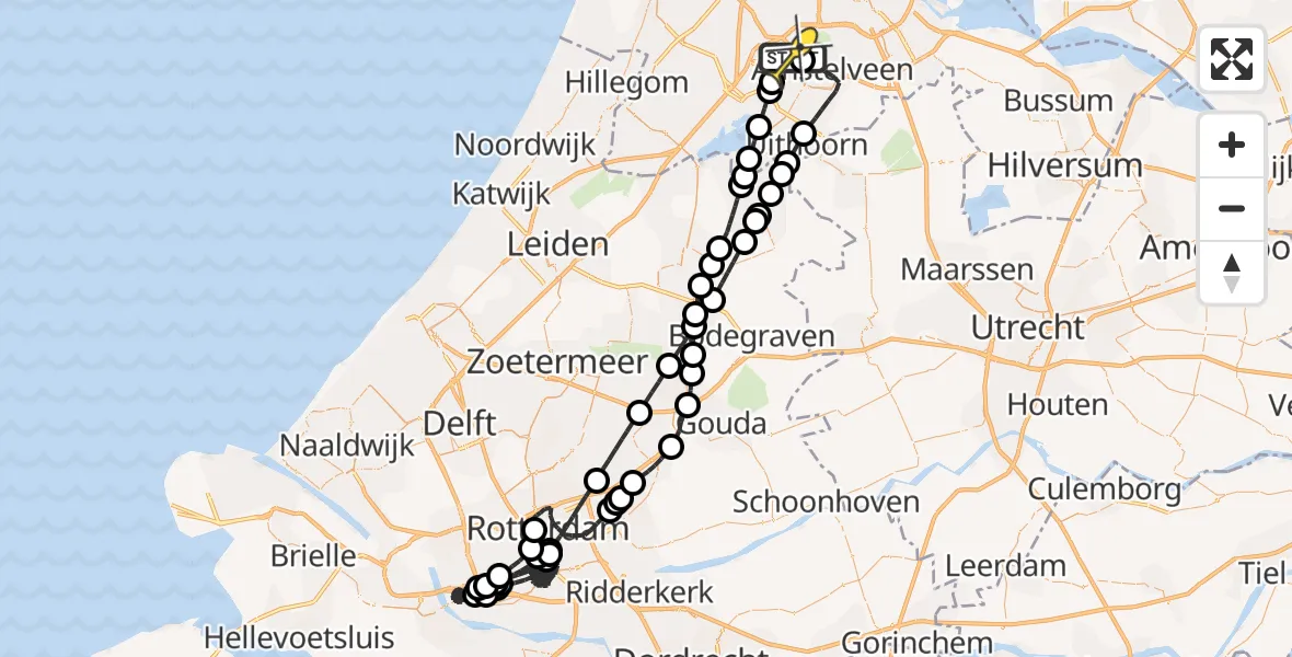Routekaart van de vlucht: Politieheli naar Schiphol, Walaardt Sacréstraat