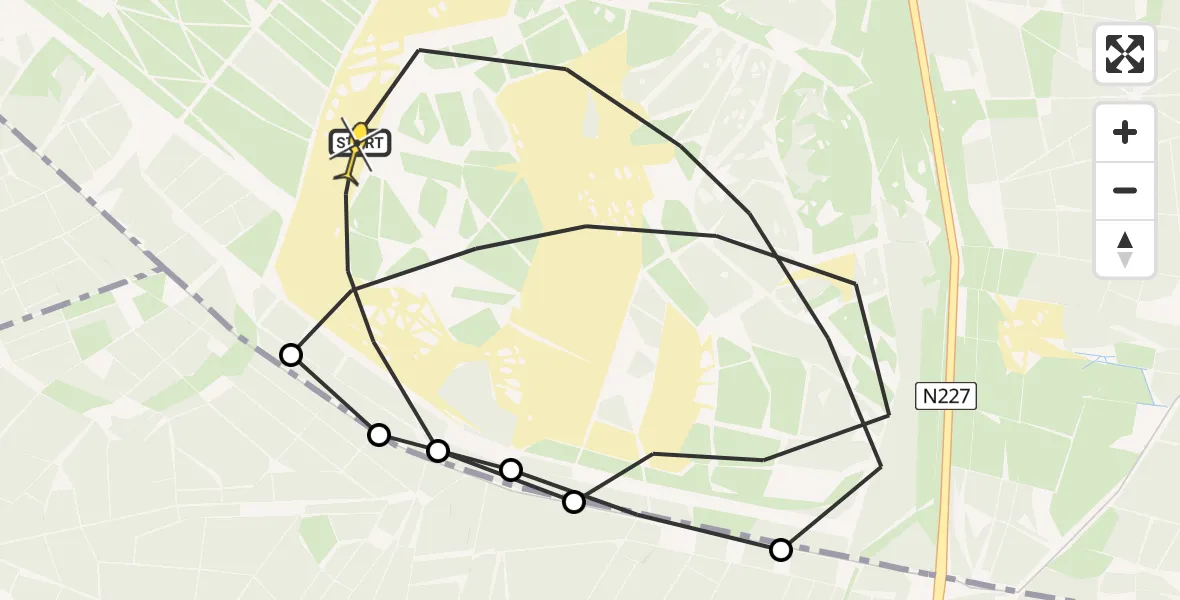 Routekaart van de vlucht: Politieheli naar Leusden, Kolonel H.L. van Royenweg