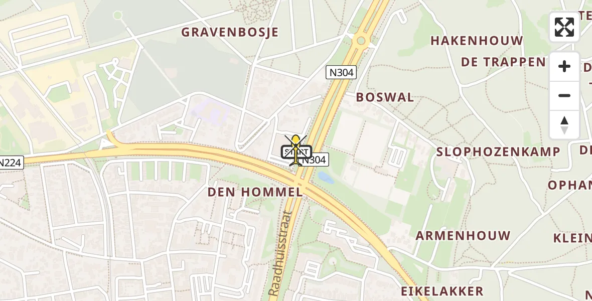 Routekaart van de vlucht: Lifeliner 3 naar Ede, Rijksweg