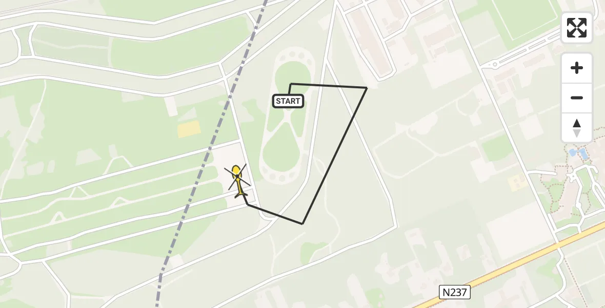 Routekaart van de vlucht: Politieheli naar Amersfoort, Barchman Wuytierslaan