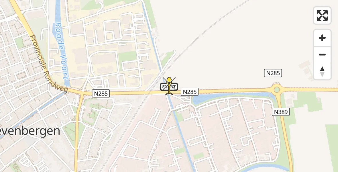 Routekaart van de vlucht: Lifeliner 2 naar Zevenbergen, De Langeweg