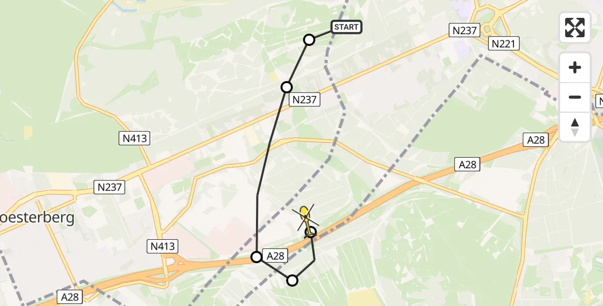 Routekaart van de vlucht: Politiehelikopter naar Amersfoort, Amersfoortsestraat