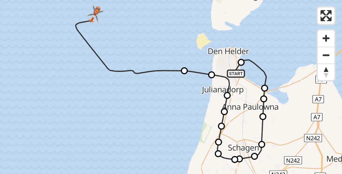 Vluchtroute Kustwachthelikopter Vliegveld De Kooy - , 25 november 2025, 15:45