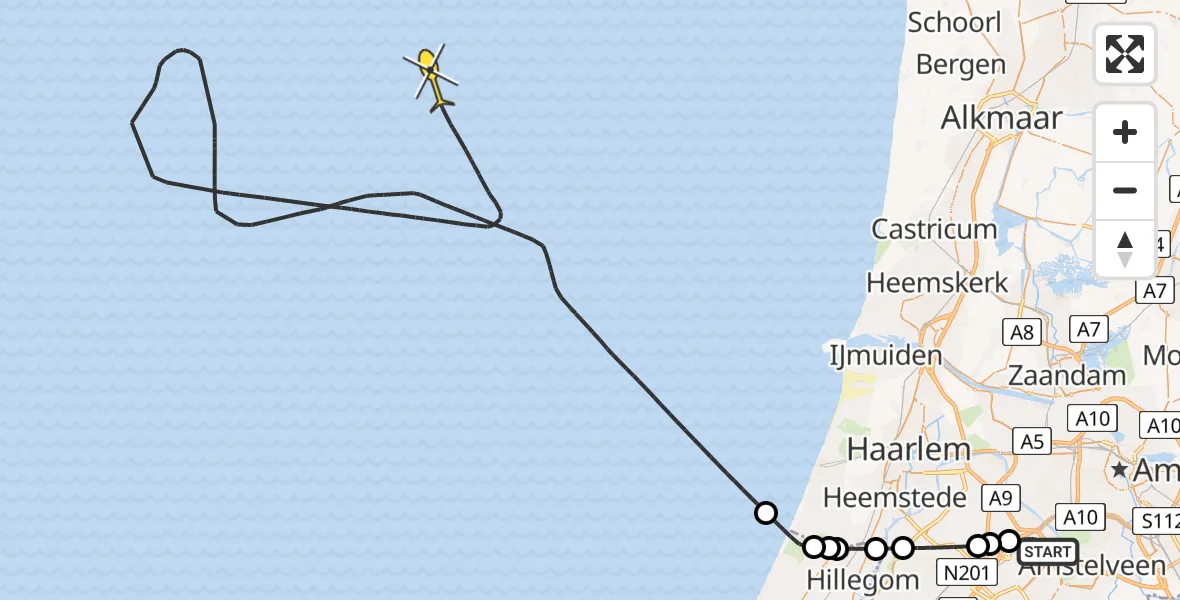 Routekaart van de vlucht: Politieheli naar Loevesteinse Randweg
