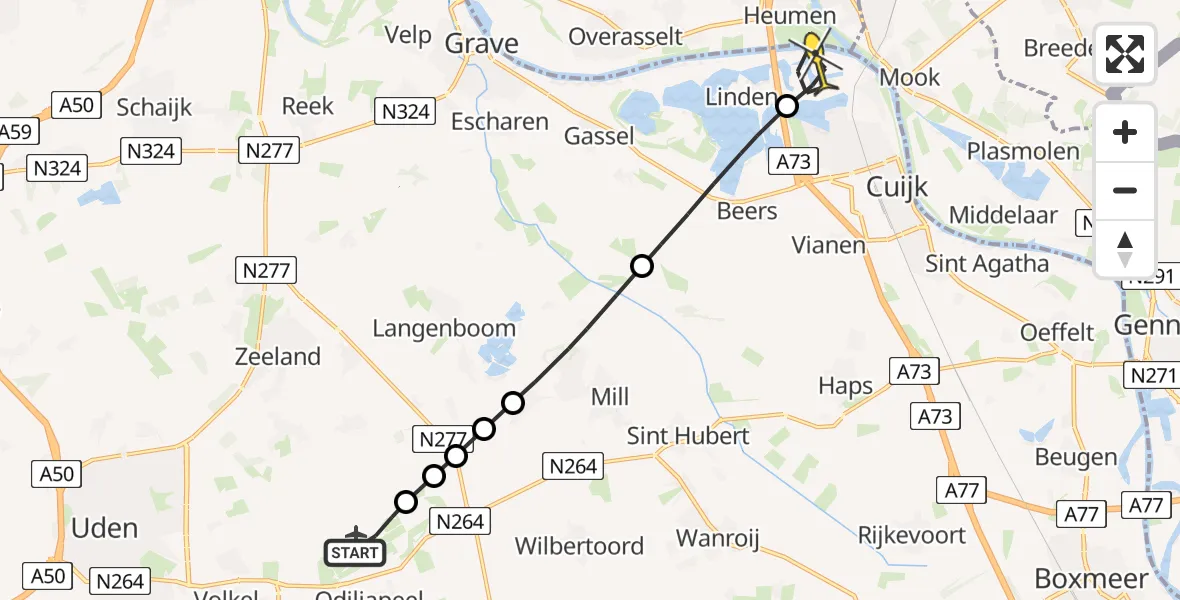 Routekaart van de vlucht: Lifeliner 3 naar Katwijk NB, Zeelandsedijk