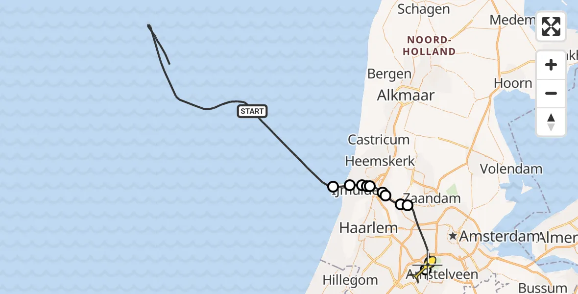 Routekaart van de vlucht: Politieheli naar Schiphol, Thermiekstraat