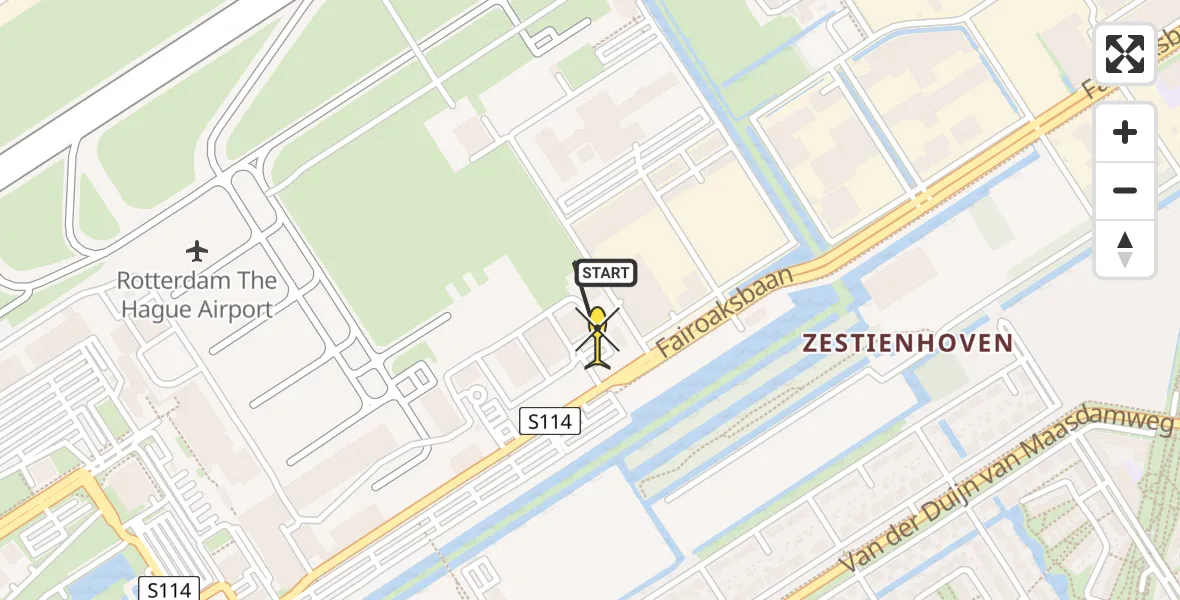 Routekaart van de vlucht: Lifeliner 2 naar Rotterdam The Hague Airport, Fairoaksbaan