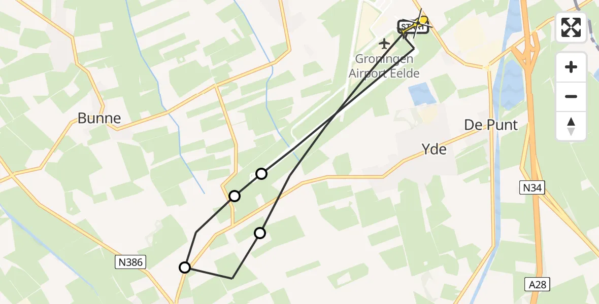 Routekaart van de vlucht: Lifeliner 4 naar Groningen Airport Eelde, Luchtenburgerweg
