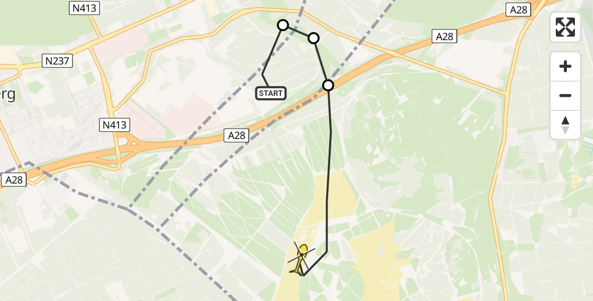 Routekaart van de vlucht: Politieheli naar Leusden, Het Zeisterspoor