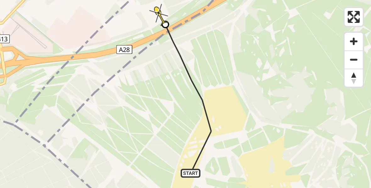 Routekaart van de vlucht: Politieheli naar Amersfoort, Mauritskamp