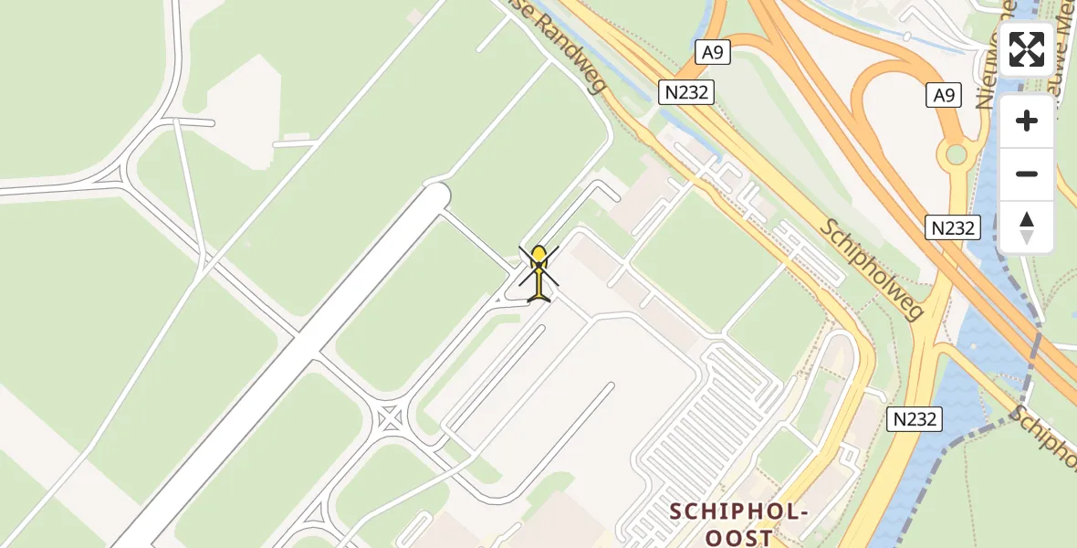 Routekaart van de vlucht: Politieheli naar Schiphol