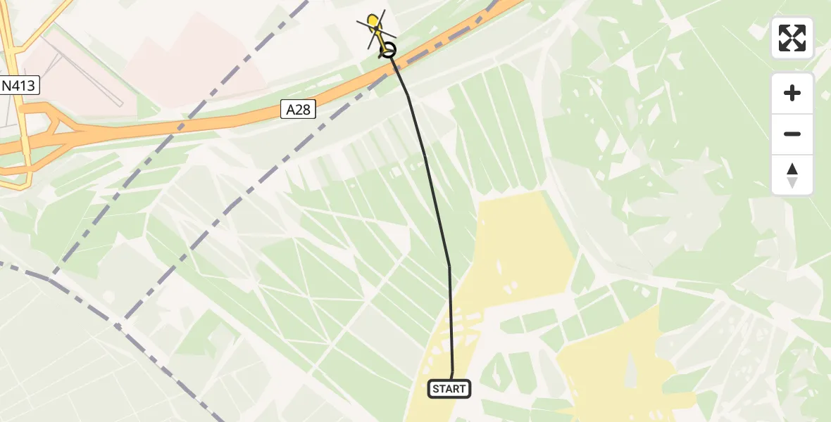 Routekaart van de vlucht: Politieheli naar Amersfoort, Mauritskamp
