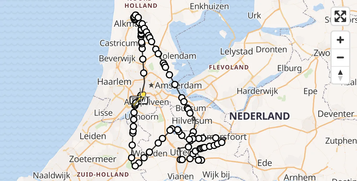 Routekaart van de vlucht: Politieheli naar Schiphol, Nieuwemeerdijk