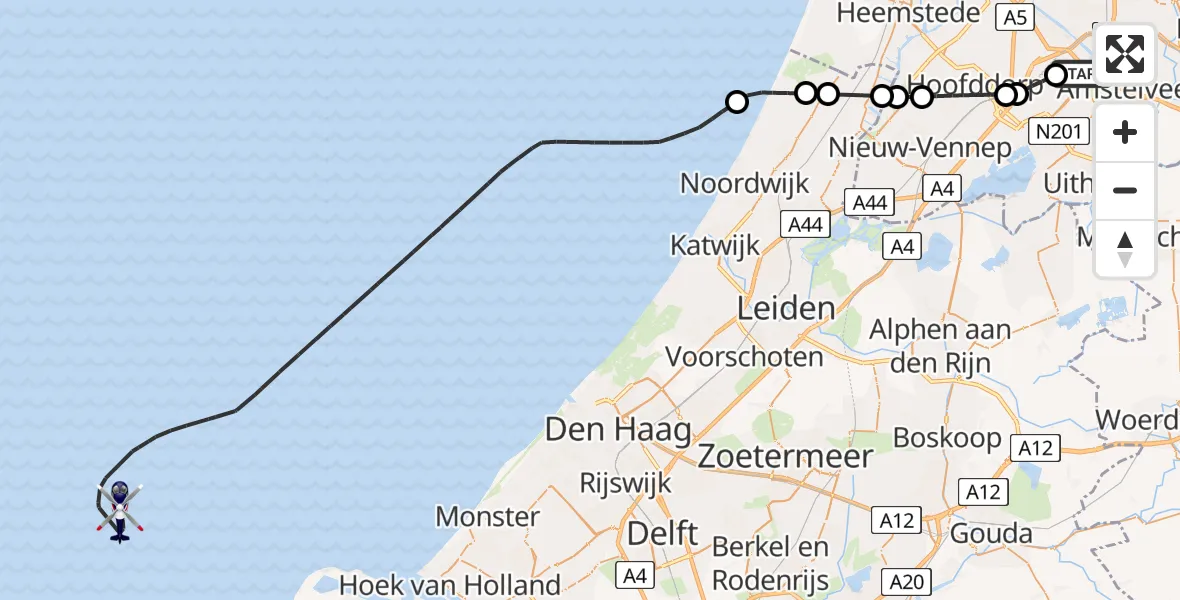 Vluchtroute Politiehelikopter Schiphol - , 25 november 2025, 19:51