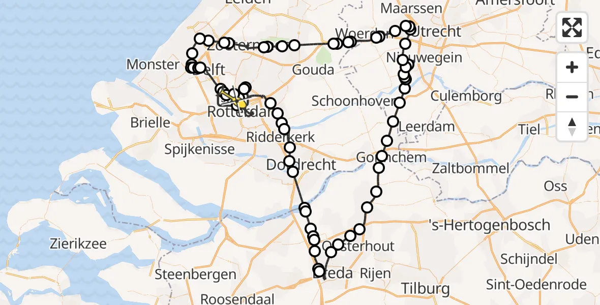 Routekaart van de vlucht: Politieheli naar Rotterdam The Hague Airport, Hedy Lamarrstraat