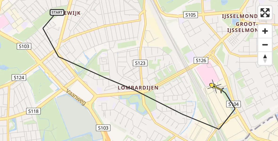 Routekaart van de vlucht: Lifeliner 2 naar Rotterdam, Karl Marxstraat