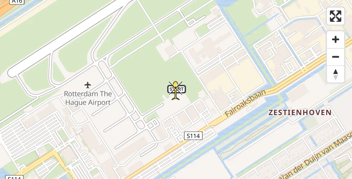 Routekaart van de vlucht: Politieheli naar Rotterdam The Hague Airport, Fairoaksbaan